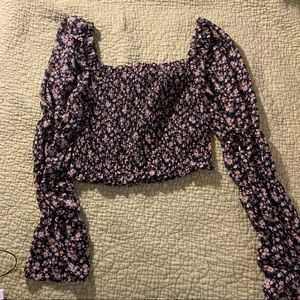 floral long sleeve crop top
